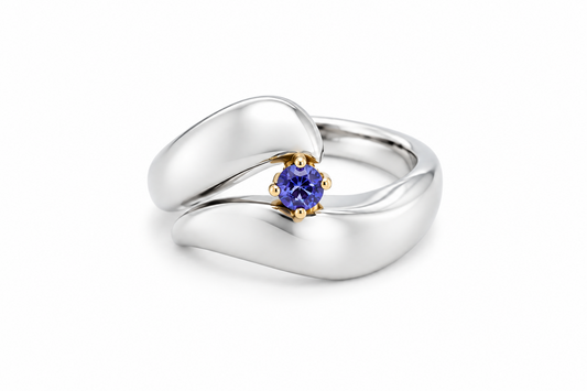 Two Tone Ring with Gemstone in 925 Sterling Silver | R4698