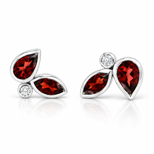 Garnet and White Topaz earrings in sterling silver by Joryel Vera, style E4304 - view 3