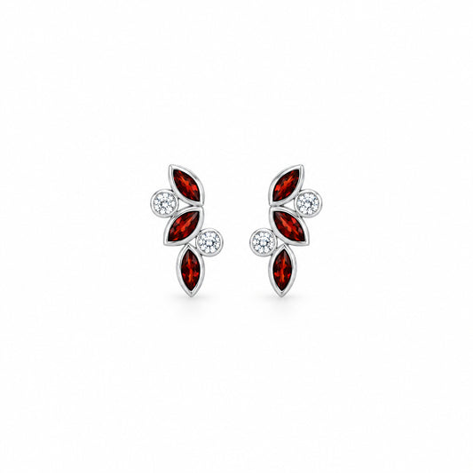 Garnet and White Topaz earrings in sterling silver by Joryel Vera, style E4205