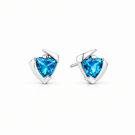 Trillion Cut Gemstone Stud Earrings in 925 Sterling Silver | E9288