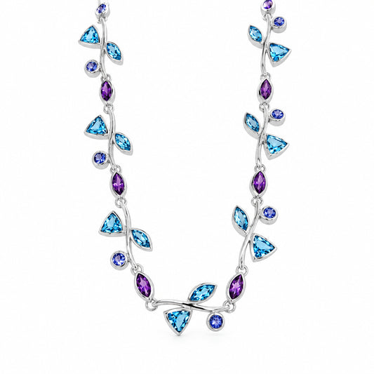 Amethyst, Blue Topaz and Tanzanite necklace in sterling silver by Joryel Vera, style N2077