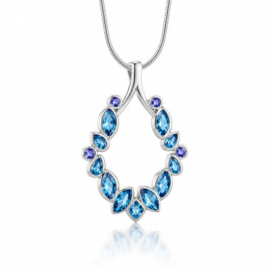 Blue Topaz and Tanzanite pendant in sterling silver by Joryel Vera, style P16518