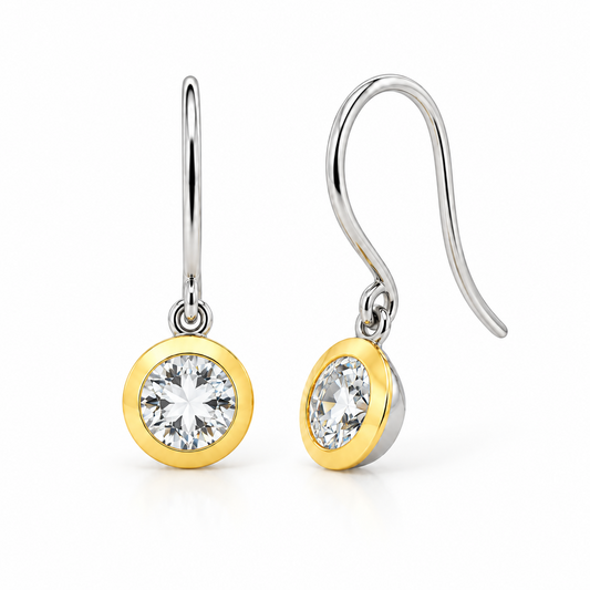 Brilliant Cut Gemstones Earrings in 14K Gold Plated Sterling Silver | E4113