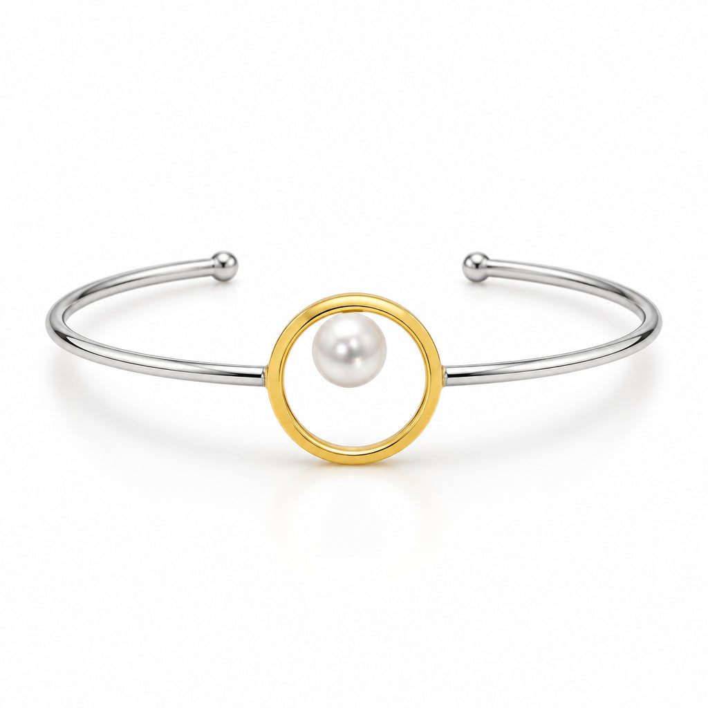 BA809 Ailve and 14K PYG plated Pearl Bracelet