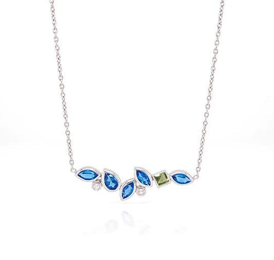 London Blue Topaz and White Topaz necklace in sterling silver by Joryel Vera, style N3448 - view 3