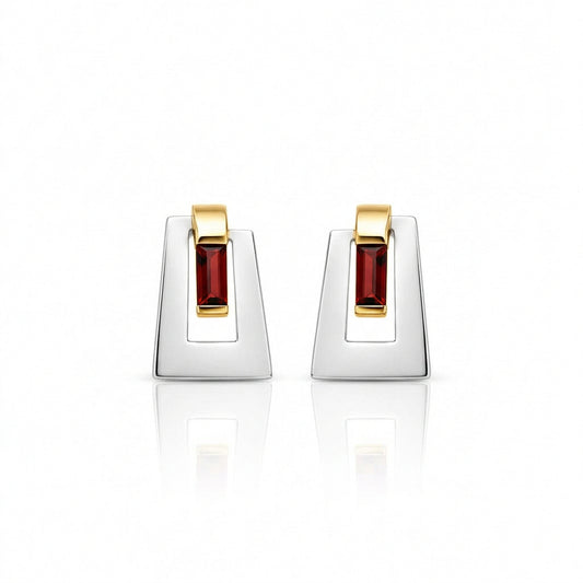 Blue Topaz and Garnet earrings in sterling silver by Joryel Vera, style E9360 - view 2
