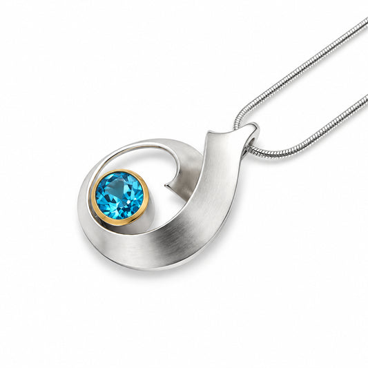 Blue Topaz and Citrine pendant in sterling silver by Joryel Vera, style P6908 - view 3