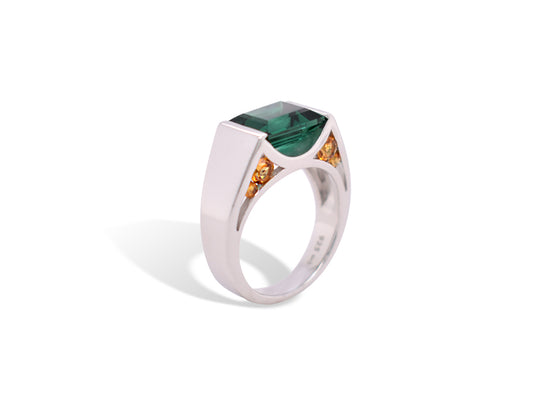 Blue Topaz and Citrine ring in sterling silver by Joryel Vera, style R5396 - view 2