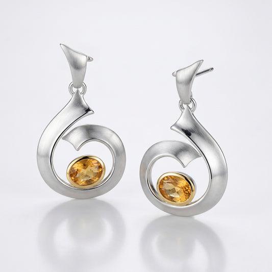 Amethyst and Citrine earrings in sterling silver by Joryel Vera, style E8469
