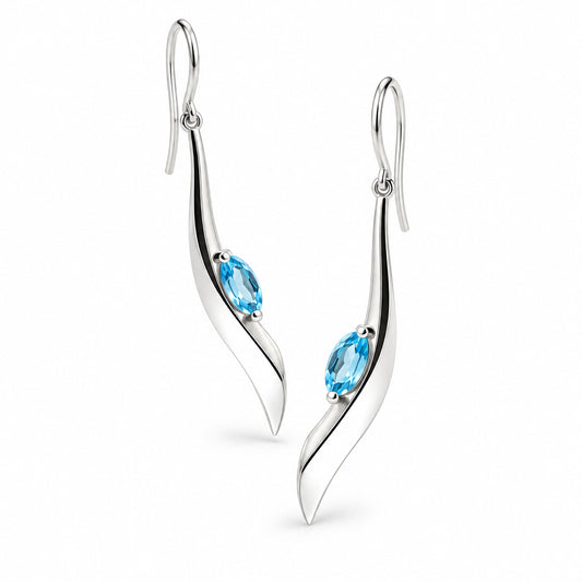 Blue Topaz and Peridot earrings in sterling silver by Joryel Vera, style E9306 - view 2