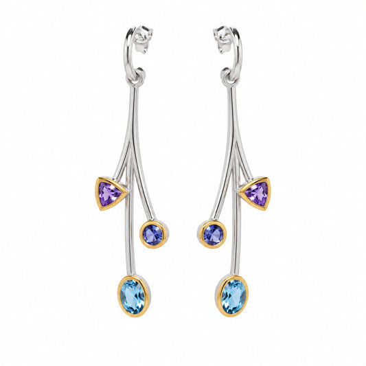 Amethyst and Blue Topaz earrings in sterling silver by Joryel Vera, style E8435