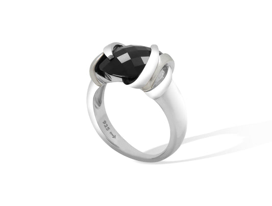 Black Onyx ring in sterling silver by Joryel Vera, style R6988 - view 2