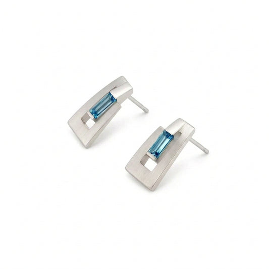 Blue Topaz and Garnet earrings in sterling silver by Joryel Vera, style E9360