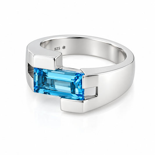 Amethyst and Blue Topaz ring in sterling silver by Joryel Vera, style R6979