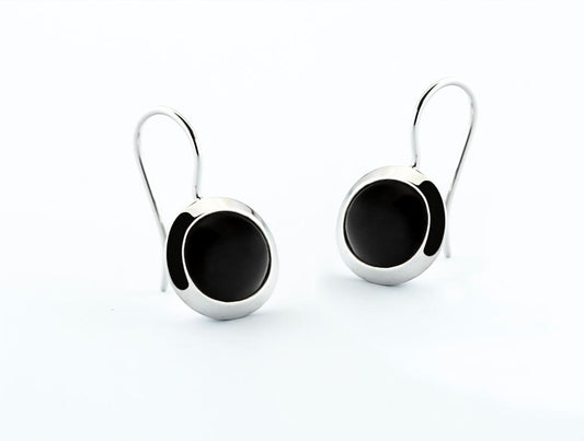Black Onyx and Carnelian earrings in sterling silver by Joryel Vera, style E5483
