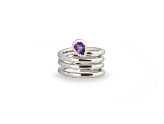 Amethyst and Blue Topaz ring in sterling silver by Joryel Vera, style R4051 - view 3
