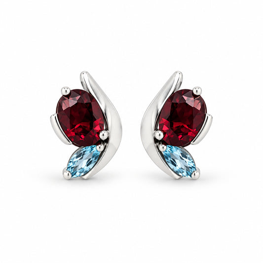 Blue Topaz and Sky Blue Topaz earrings in sterling silver by Joryel Vera, style E9897 - view 3