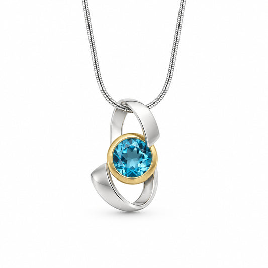 Amethyst and Blue Topaz pendant in sterling silver by Joryel Vera, style P7314 - view 3
