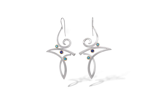 Blue Topaz and Iolite earrings in sterling silver by Joryel Vera, style E9849 - view 2