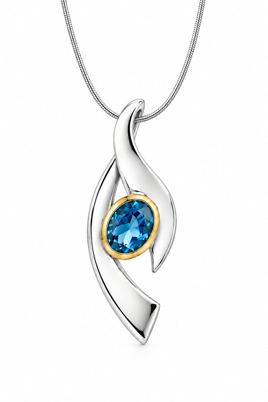Amethyst and Blue Topaz pendant in sterling silver by Joryel Vera, style P7342