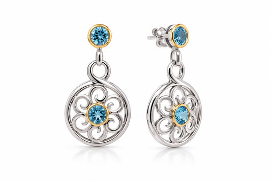 Amethyst and Blue Topaz earrings in sterling silver by Joryel Vera, style E9840 - view 2