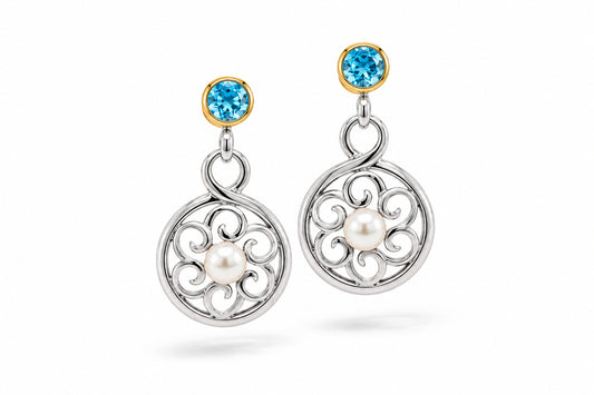 Amethyst and Blue Topaz earrings in sterling silver by Joryel Vera, style E9840 - view 3
