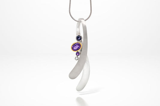 Amethyst, Iolite and White Topaz pendant in sterling silver by Joryel Vera, style P6141 - view 2