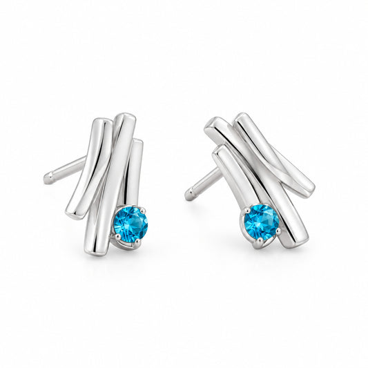 Blue Topaz and Emerald earrings in sterling silver by Joryel Vera, style E4588 - view 2