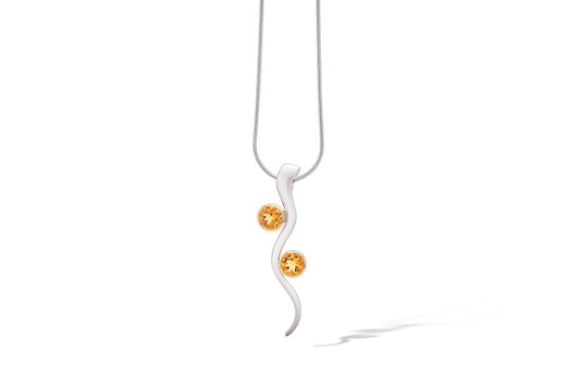 Blue Topaz and Garnet pendant in sterling silver by Joryel Vera, style P7561 - view 3
