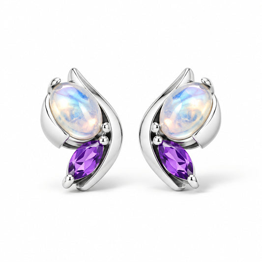 Opal and Amethyst earrings in sterling silver by Joryel Vera, style E9897