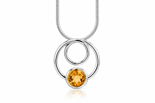 Citrine and London Blue Topaz pendant in sterling silver by Joryel Vera