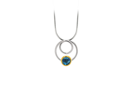 Citrine and London Blue Topaz pendant in sterling silver by Joryel Vera - view 3