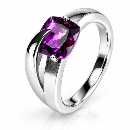 Amethyst and Blue Topaz ring in sterling silver by Joryel Vera, style R5825 - view 4