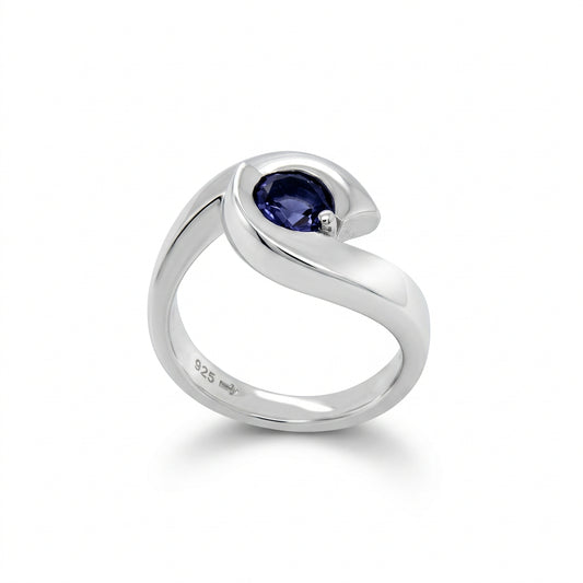 Amethyst and Blue Topaz ring in sterling silver by Joryel Vera, style R6997 - view 3