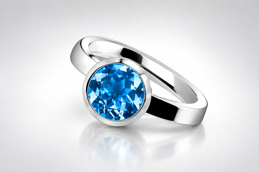 Amethyst and Blue Topaz ring in sterling silver by Joryel Vera, style R3328