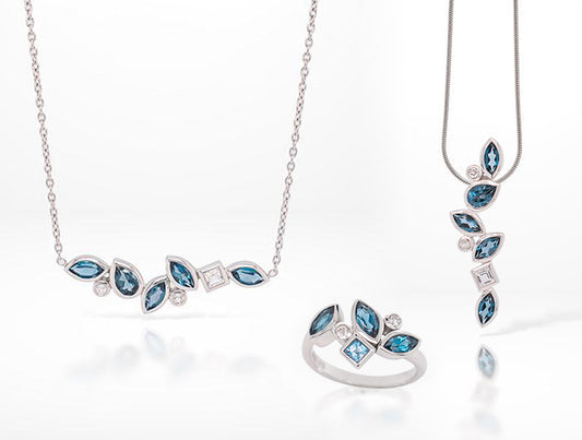 Blue Topaz and London Blue Topaz jewelry set in sterling silver by Joryel Vera, style SET433 - view 3