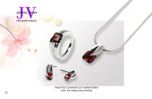 Load image into Gallery viewer, Amethyst and Blue Topaz jewelry set in sterling silver by Joryel Vera