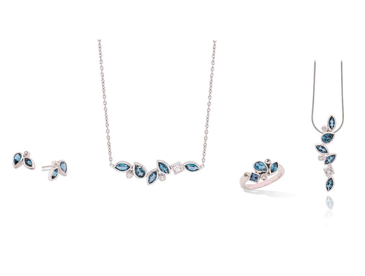 Blue Topaz and London Blue Topaz jewelry set in sterling silver by Joryel Vera, style SET433 - view 2