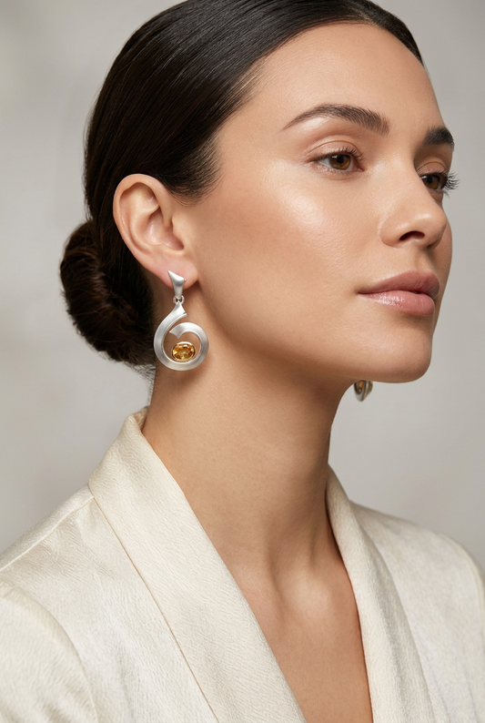 Spiral Wave Earrings in 925 Sterling Silver | E8469