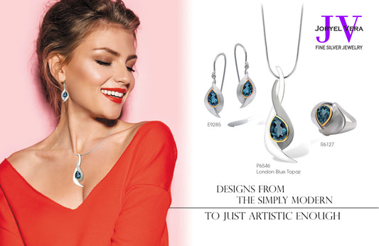 London Blue Topaz and Sky Blue Topaz jewelry set in sterling silver by Joryel Vera, style SET416