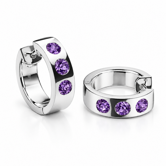 E1841 HINGED HOOP GEMSTONE  HUGGIES