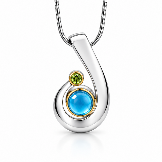 Cabochon Gemstone Pendant in 925 Sterling Silver | P7315