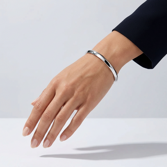 Rhodium Finish Bangle Bracelet in 925 Sterling Silver | PB892