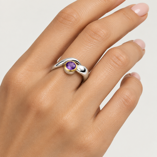 Unique Artistic Gemstone Ring in 925 Sterling Silver | R6984