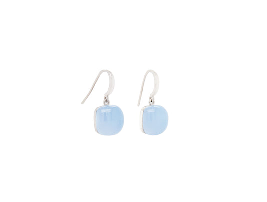 Blue Calcite and Rose Quartz earrings in sterling silver by Joryel Vera - view 2