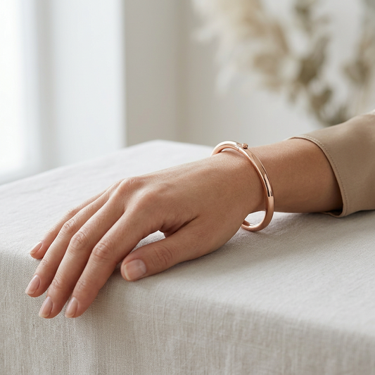 Bangle Bracelet in Rose Gold Plated Sterling Silver | BA691