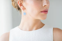 Load image into Gallery viewer, Blue Calcite and Rose Quartz earrings in sterling silver by Joryel Vera - view 3