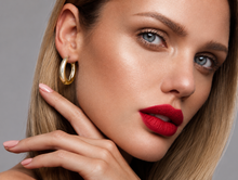 Load image into Gallery viewer, Round Hoop Earrings in 14K Gold Plated Sterling Silver | E10955