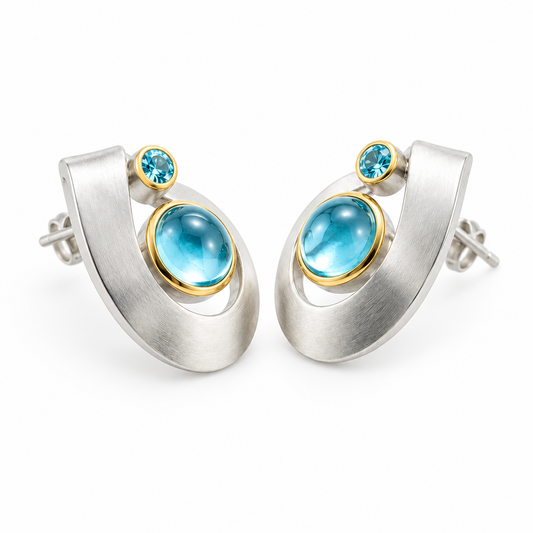 Cabochon Gemstone Earrings in 925 Sterling Silver | E9292