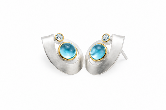 Cabochon Gemstone Earrings in 925 Sterling Silver | E9292
